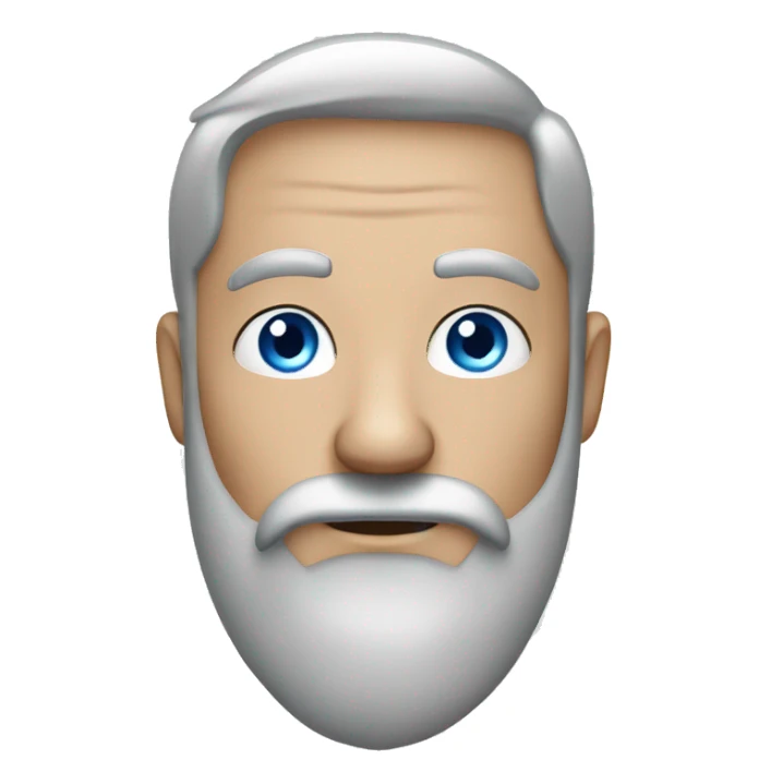 blue eyes. long grey beard. behind laptop. male.  sticker