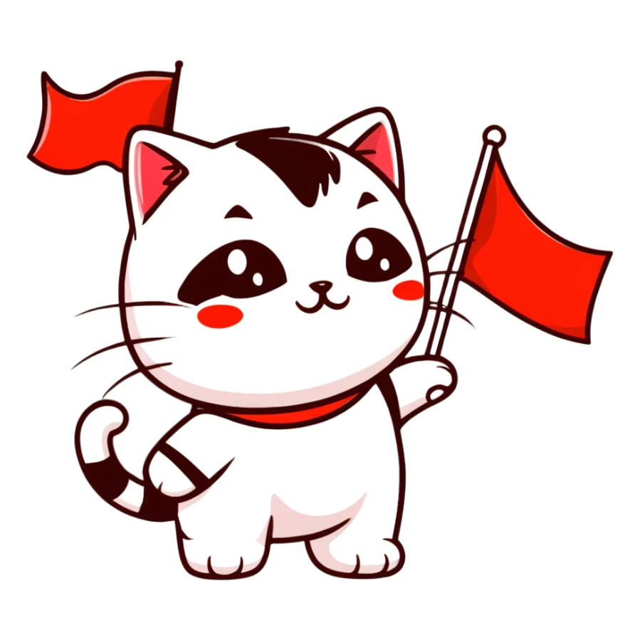 revolutionary communist cat with red flag and soviet uniform sticker