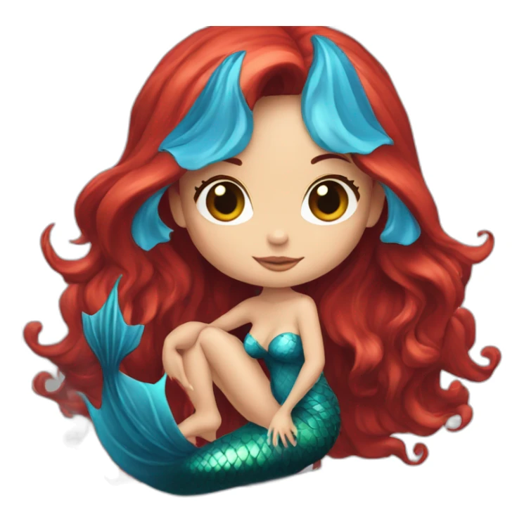 witch-mermaid-red-long-hair-tatoo-blue-eyes sticker