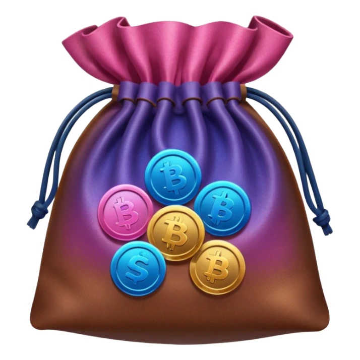 Coins inside brown leather bag, make bag always brown  color

Coins inside gradient color - Blue to pink sticker