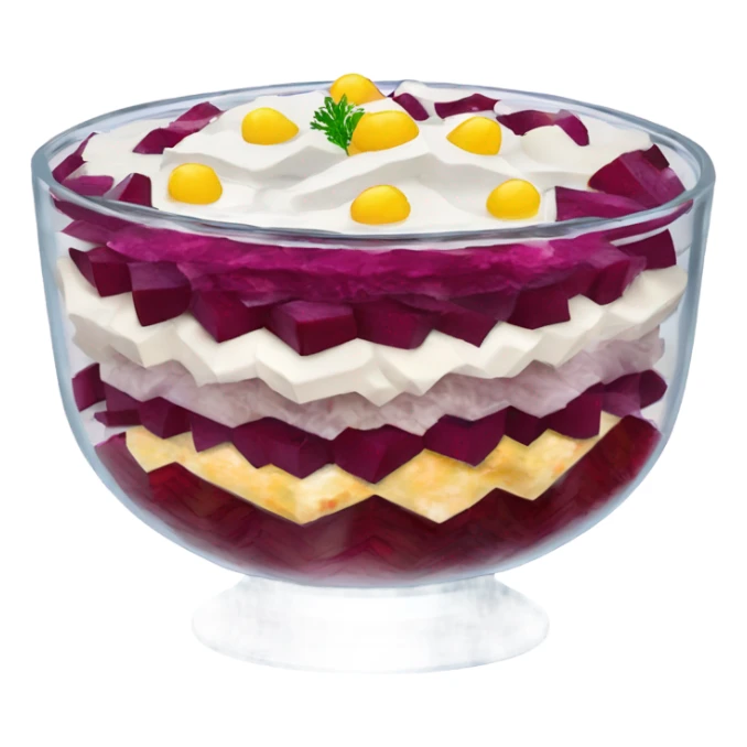Shuba russian Layered Beet dish  with Herring and mayonnaise in Crystal bowl  sticker