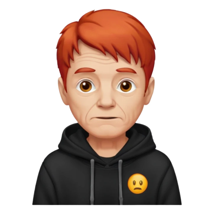 old man with red hair and black hoodie sticker