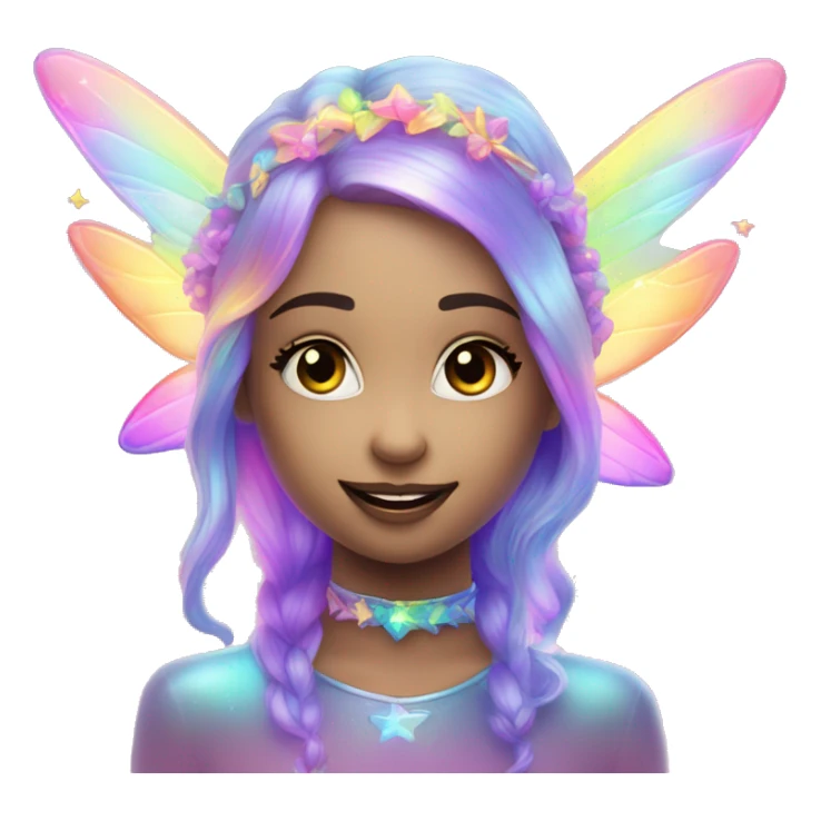 Iridescent fairy flying twinkle rainbow neon colorful sticker