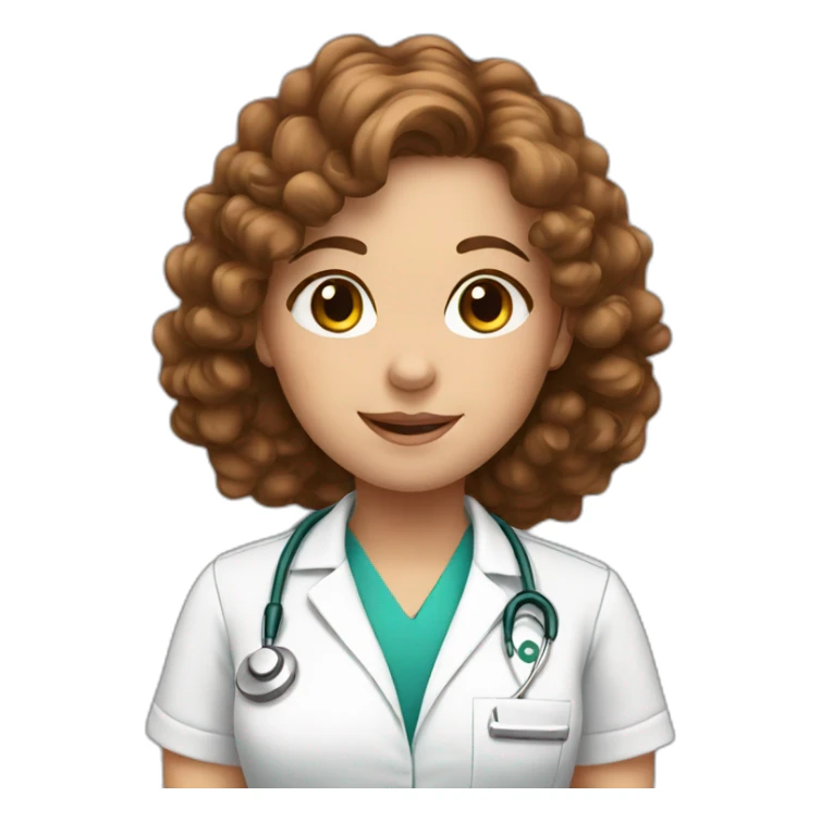 Veterinary Nurse Girl With Brown Curly Hair sticker