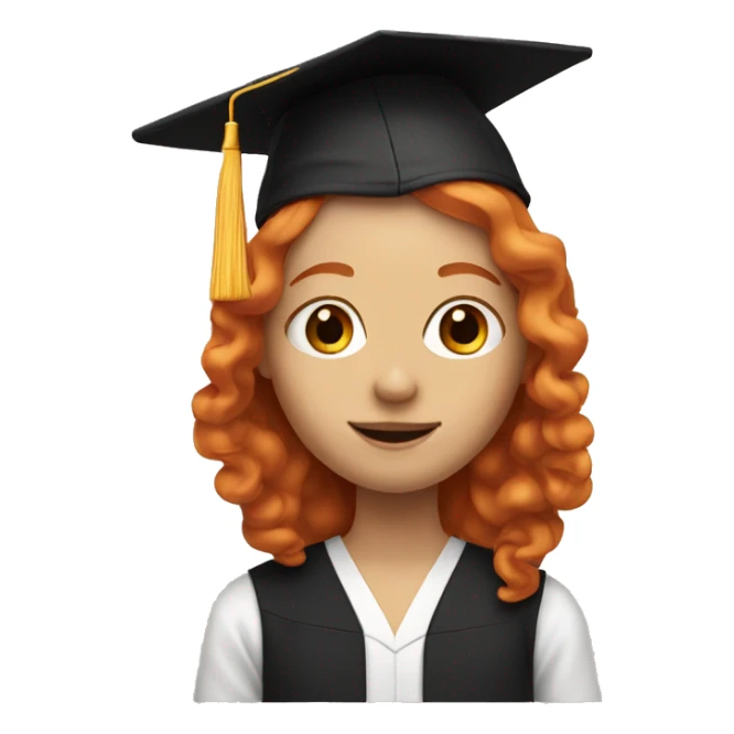 one ginger girl with long hair and a graduation hat sticker