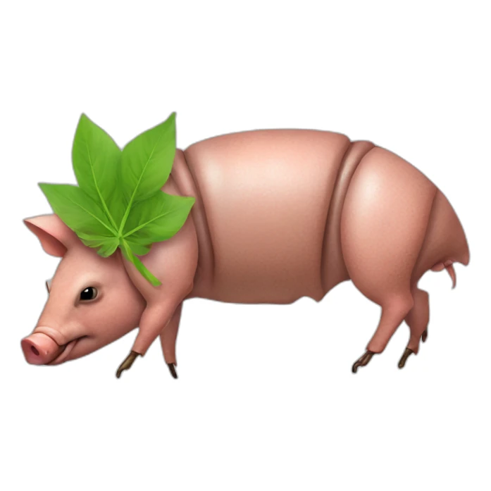 pig armadillo cow centipede insect smoking, with 420 leaves. on its back sticker