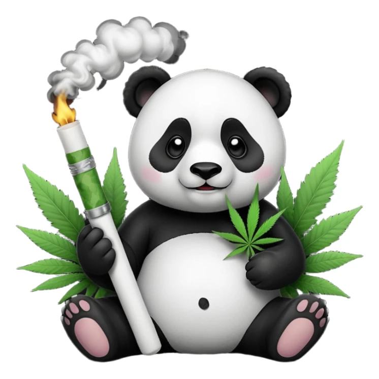 Panda smoke With Both Hands one very big joint / marihuanna sticker