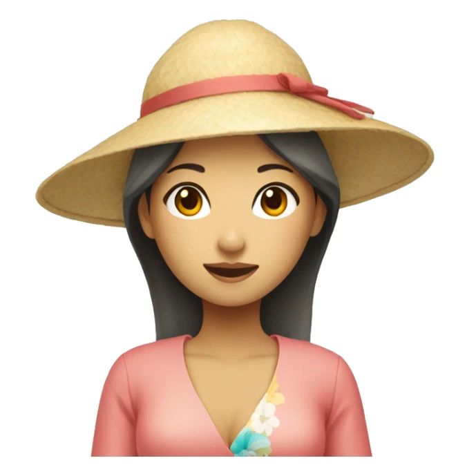 Japanese woman in beach resort sticker