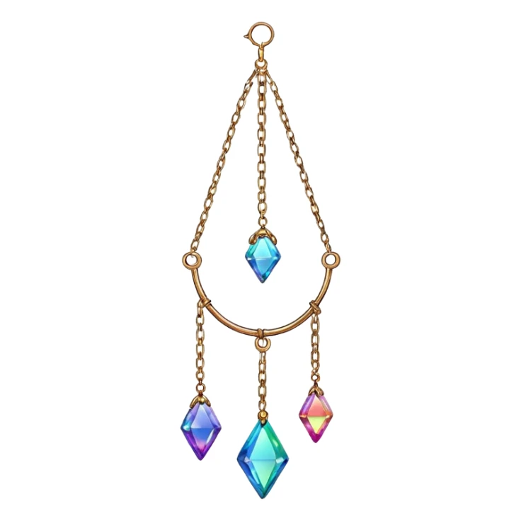 Hanging colorful chained suncatcher with crystal gemstones  sticker