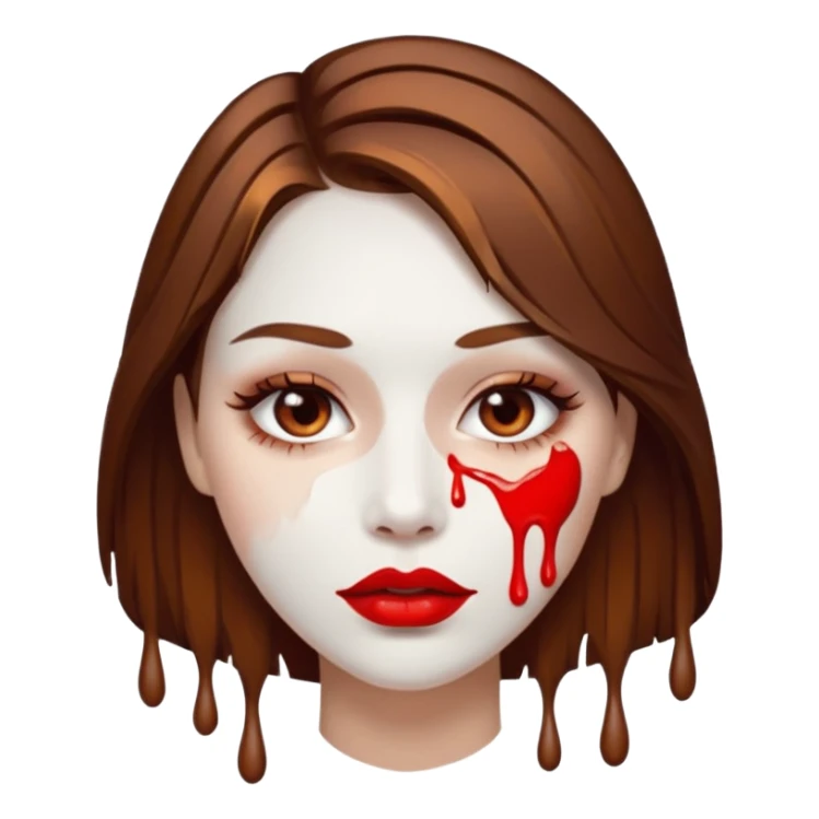 Brown Hair Woman , white paint , drip, face, hot  Sexy, lips sticker
