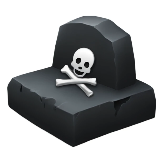 a black grave with the letters RIP on a silver heart sticker