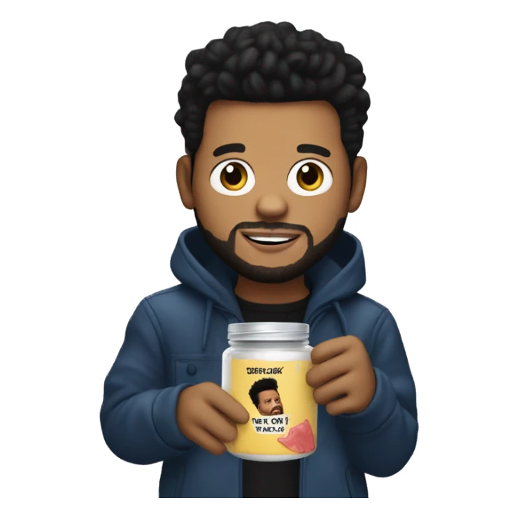 The weeknd holding a jar of bum bum cream sticker