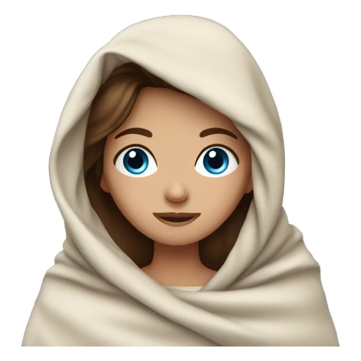 brown hair girl with blue eyes in blanket sticker