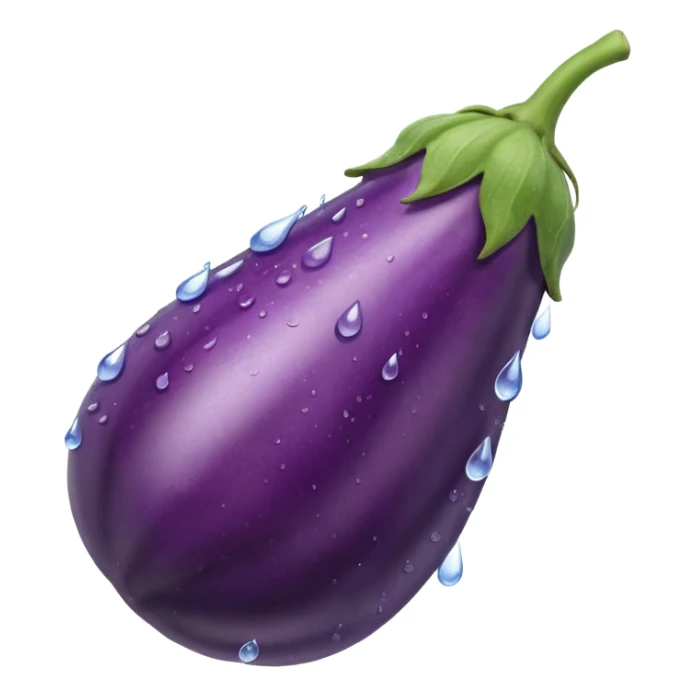 Combine an egg plant with the water drops emoji sticker