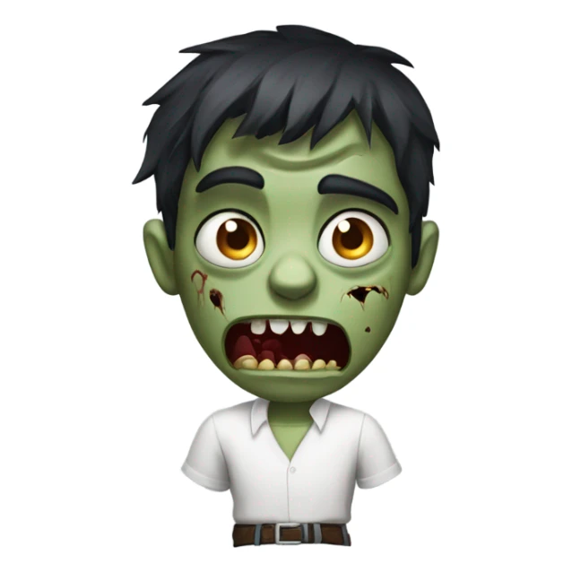 scared boy zombie with medium dark hair and white shirt sticker
