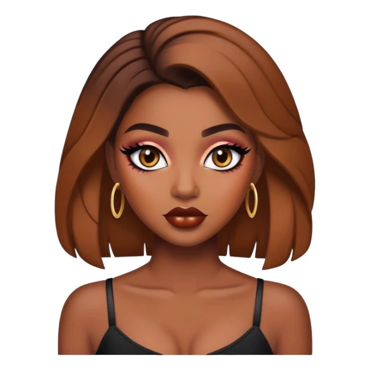 pretty brown skin baddie with makeup sticker