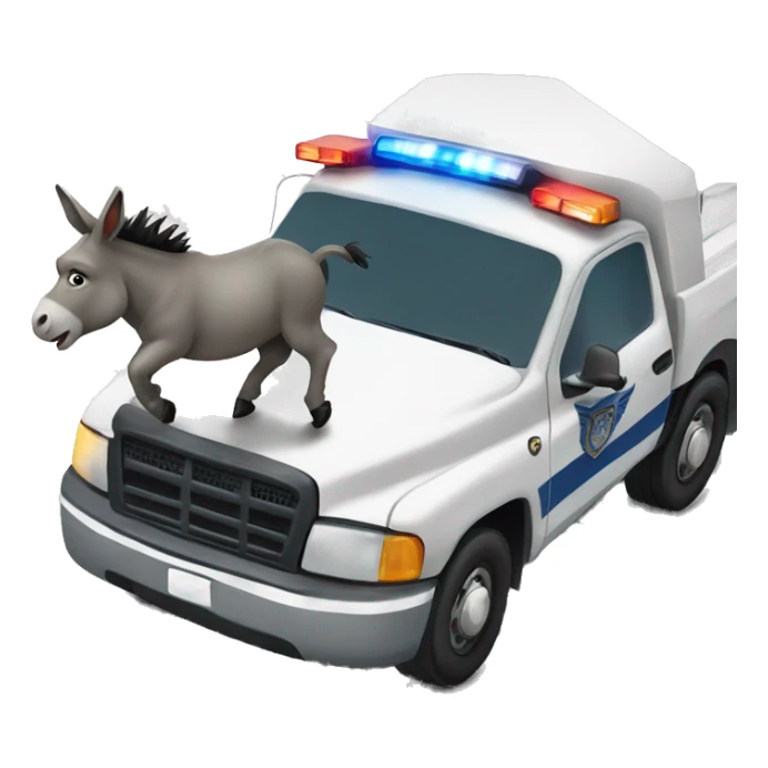 Donkey chasing police truck  sticker