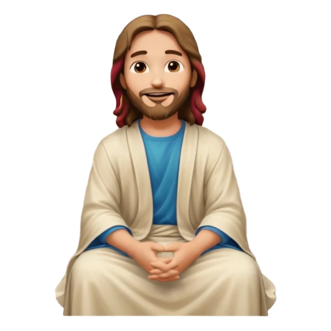 Jesus sitting on city steps, talking to a group of young people sticker