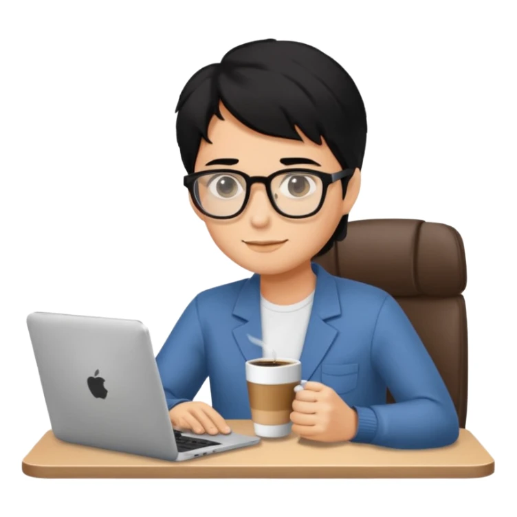 Working remote with coffee with black hair, not so white sticker