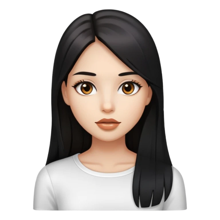 Chica pelo negro,liso y largo,ojos marrones,top blanco,y labios con gloss transparente sticker