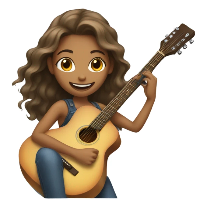 girl with guitar and smile sticker