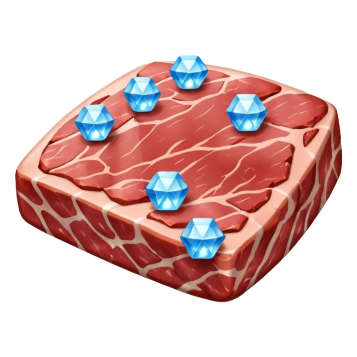 Meat with diamond textur and blue color sticker