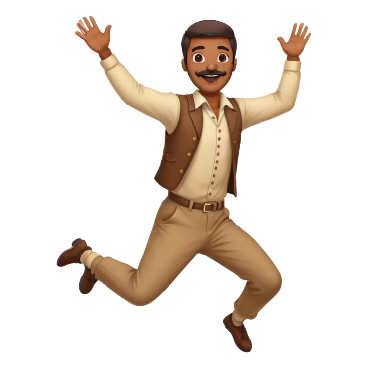  Indian Man with mustache and beard Jumping with joy with 2 arms and 2 legs  sticker