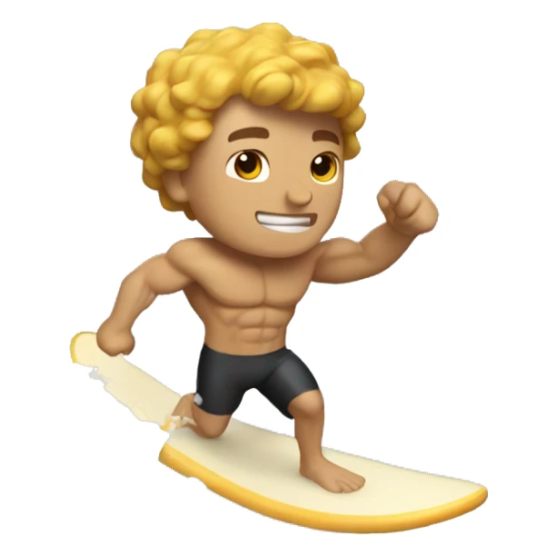 Buff guy with brown hair surfing waves of cheese sticker