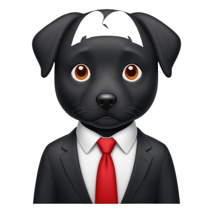 black dog with red tie,white shirt sticker