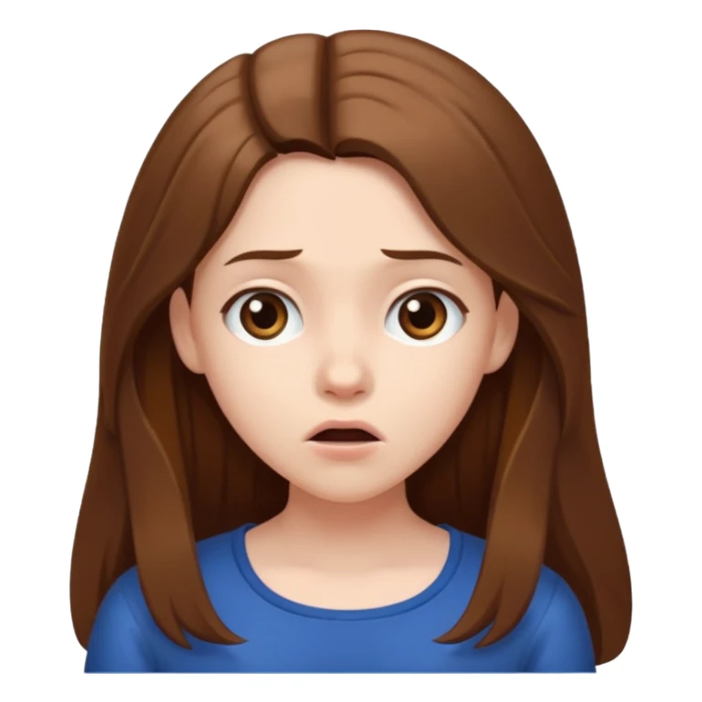 pale girl with long brown hair confused shrugging sticker