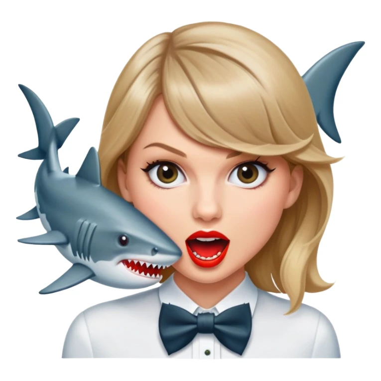 Taylor swift getting eaten by a shark in a bow tie sticker