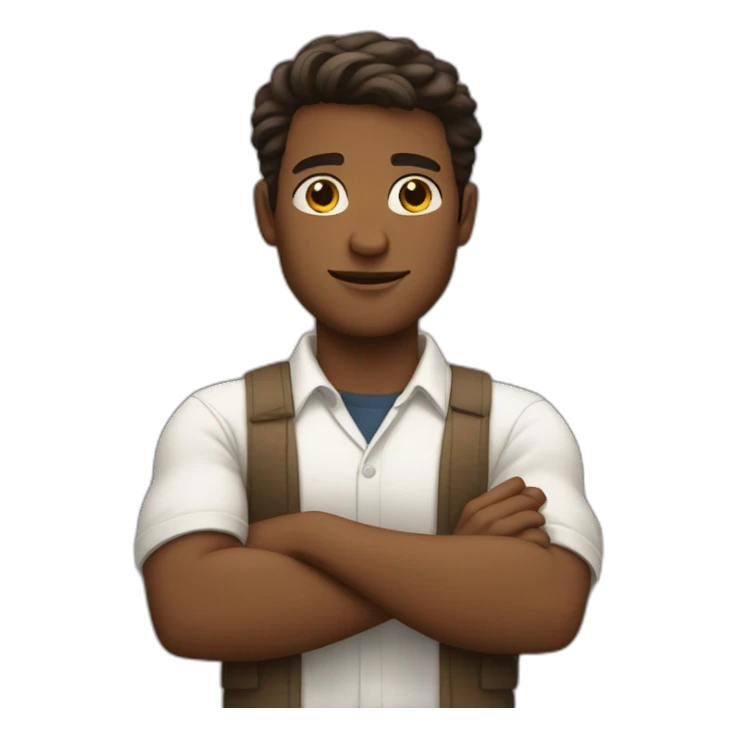 White and brown man crossing his arms with great pride sticker