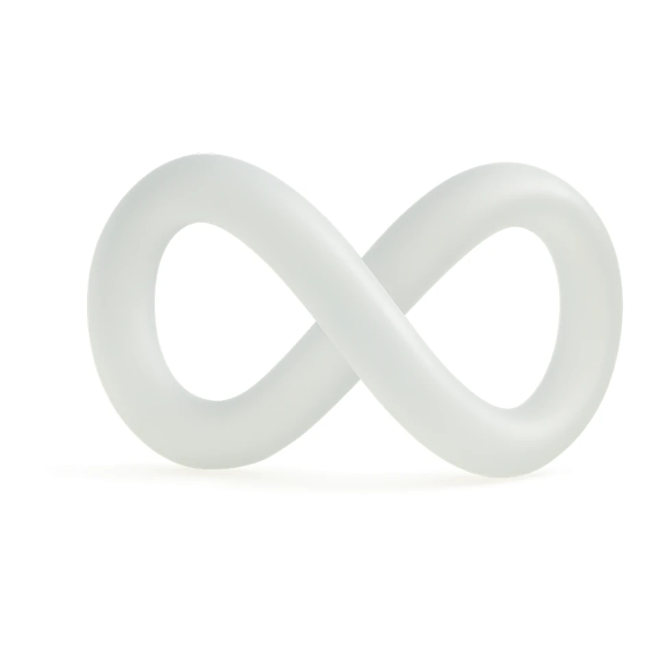 Transform the 3D metallic infinity symbol into a soft, woven fabric infinity symbol with visible textile texture and gentle folds. Keep the original shape and realistic lighting. Use a neutral or soft color palette. Preserve the transparent background. sticker