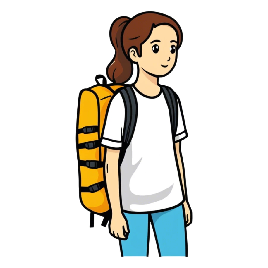 Adult woman with rucksack sticker