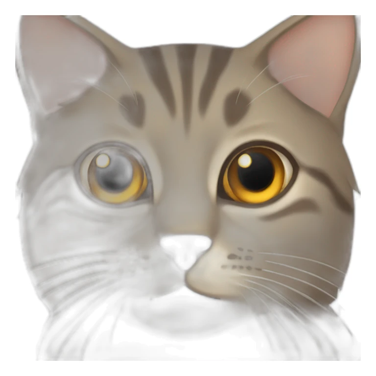 Tabby slightly brown gray cat with beige mouth and dark nose and big cheeks and orange golden eyes sticker