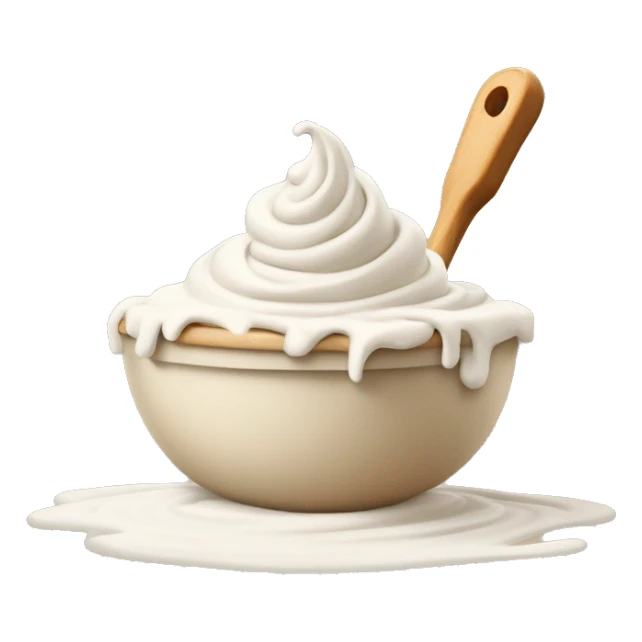 Swirl of white icing and spatula in a tan bowl  sticker
