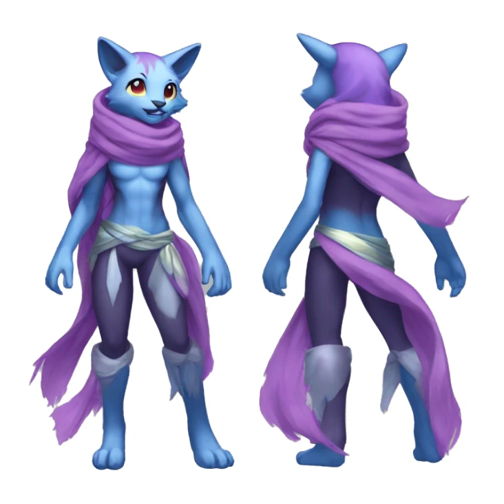 Shiny Anthro Sona Fakemon Nebula with a scarf Full Body sticker