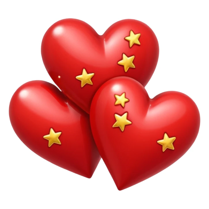 Two red hearts one beyond another with some stars in both the hearts sticker