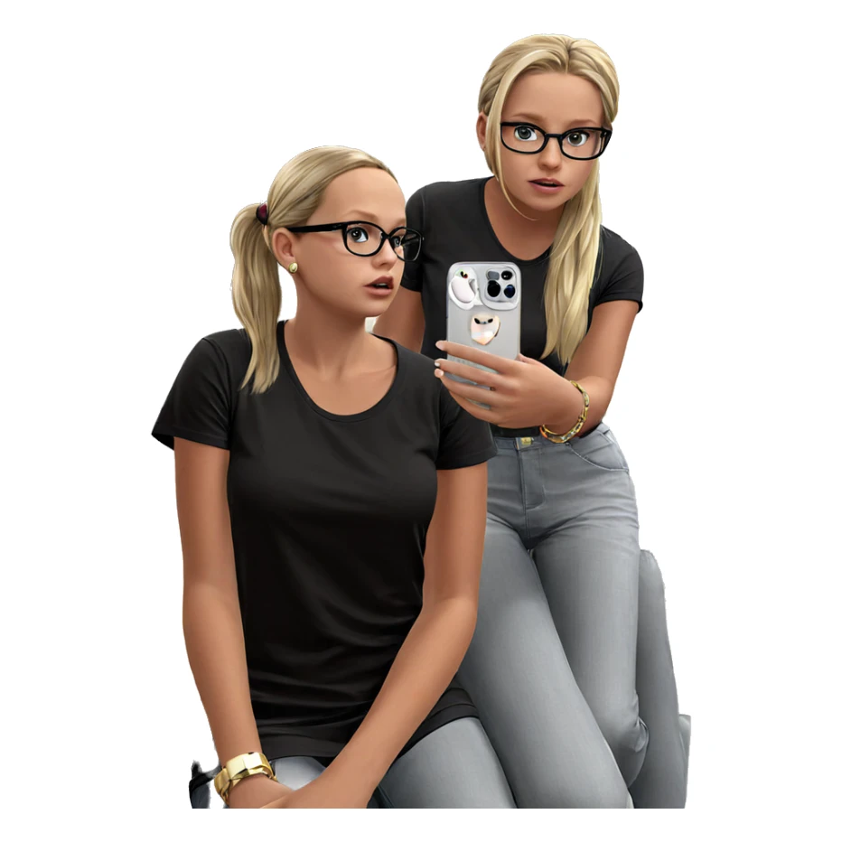 blonde girls with accessories sitting sticker