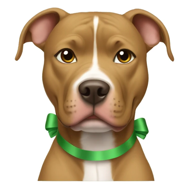 Light brown pitbull with cut ears and green bows sticker