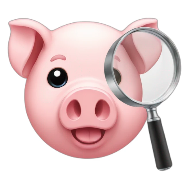 pig magnifying glass  sticker