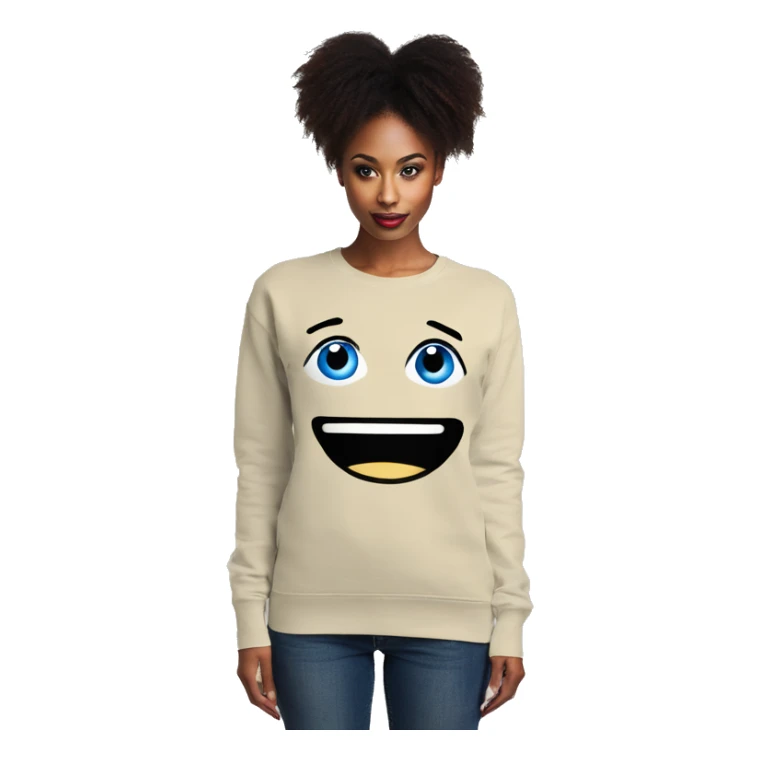 Blue eye women beige sweater sticker