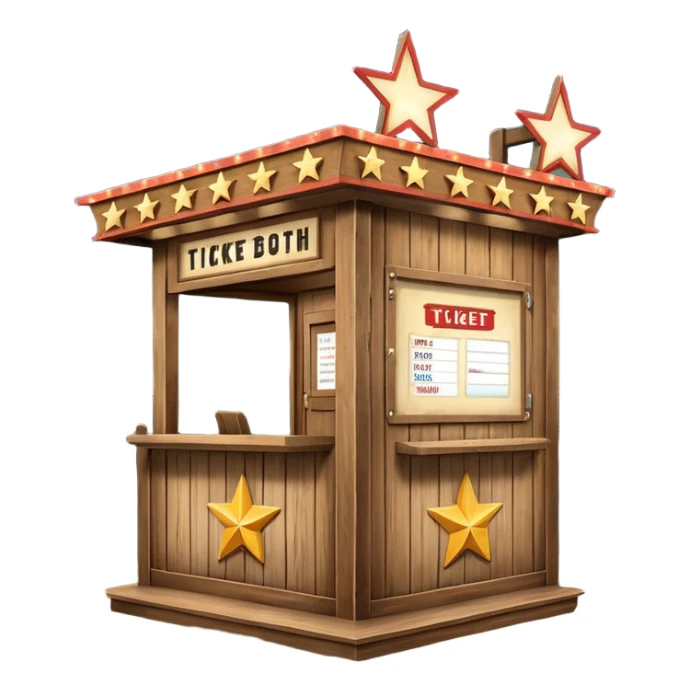 A ticket booth with retro lights and star-shaped sign. sticker