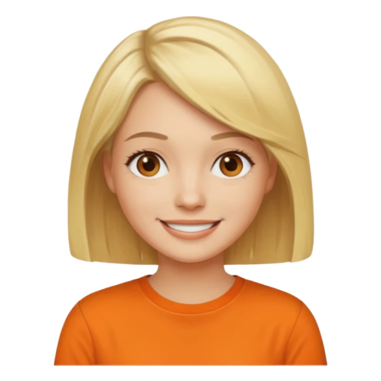 Women with blond hair bob and orange shirt sticker