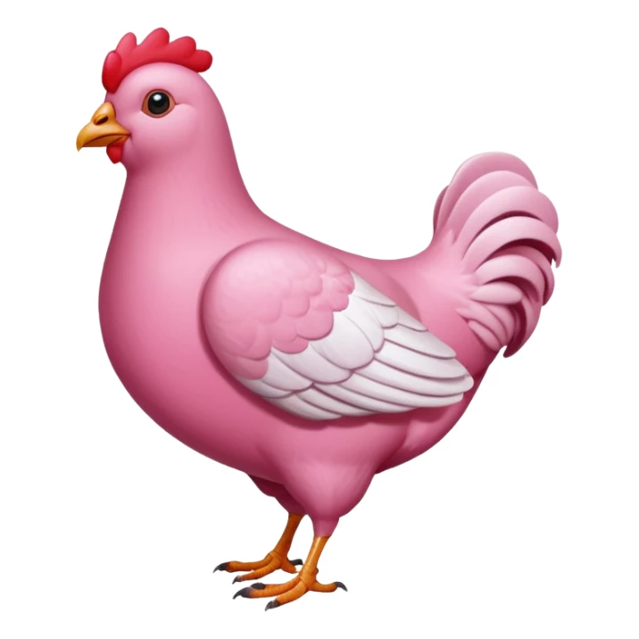 An pink pigeon eating heart shaped chicken  sticker