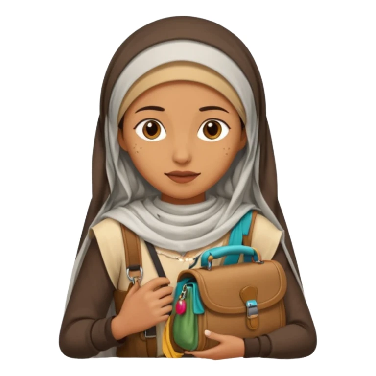 Woman + veil + satchel,Desert Nomads. sticker