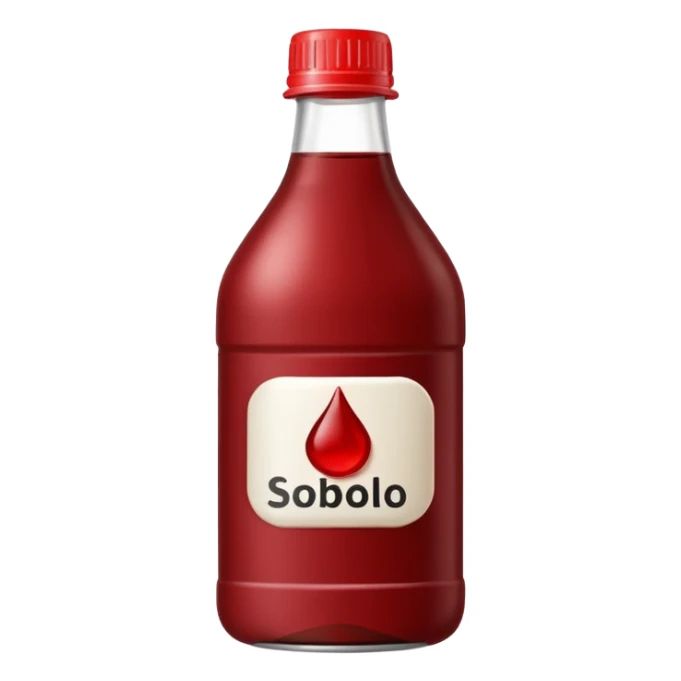 make a sobolo(ghanain drink) make it be in a bottle and the label should say sobolo and spell it like this and the drink dark red a plastic bottle and no fruit sticker