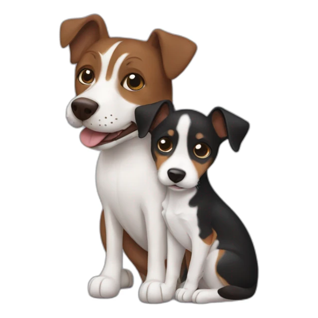 Black mackerel cat hugging brown Jack Russell dog sticker