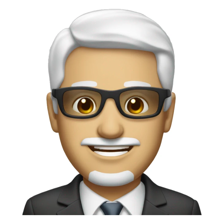 A middle age beardless smiling businessman with short white hair wearing sunglasses. sticker