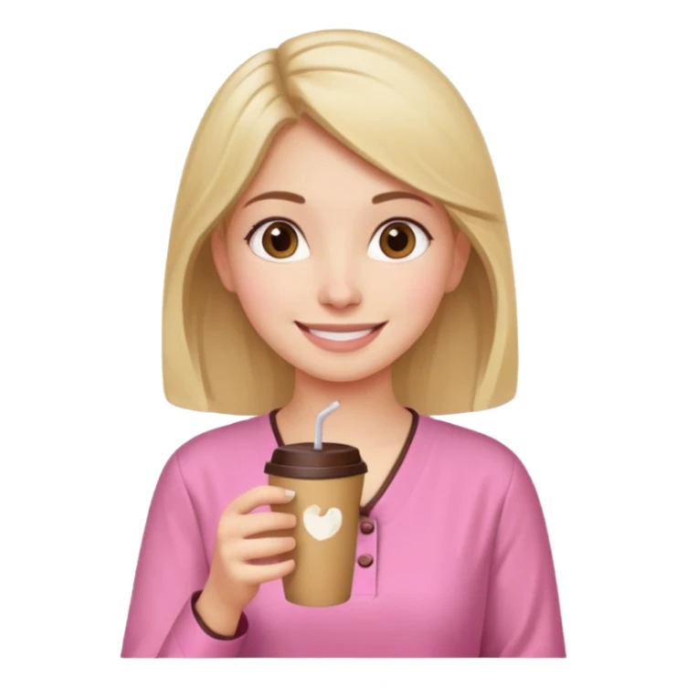 a pretty bratz fair girl wearing a pink kurti, drinking takeaway coffee sticker